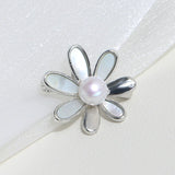 Freshwater Pearl Brooch 14KGP Silver Golden 6-6.5mm