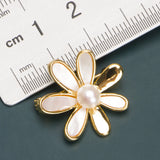 Freshwater Pearl Brooch 14KGP Silver Golden 6-6.5mm
