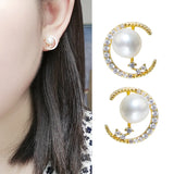 Freshwater Pearl Necklace & Earrings Set 14KGP S925 Studs