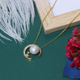Freshwater Pearl Necklace & Earrings Set 14KGP S925 Studs