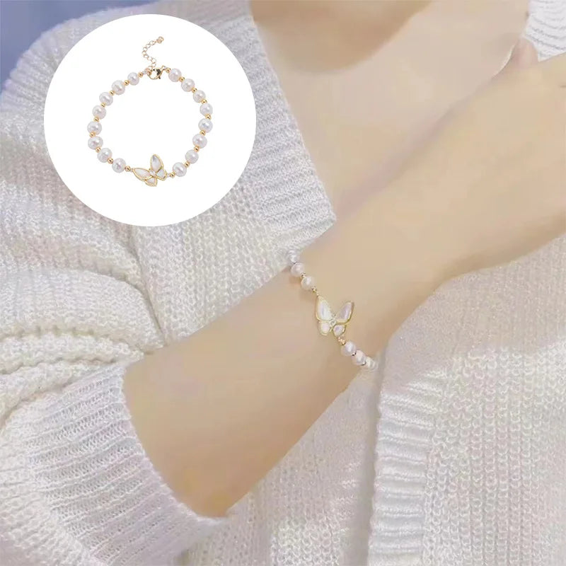 6-7mm Freshwater Pearl Butterfly Bracelet