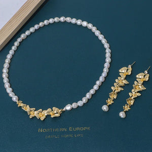 Baroque Freshwater Pearl Necklace and Earrings Set