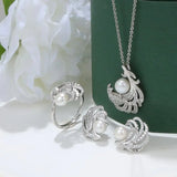6-7mm Freshwater Pearl Necklace Ring Earrings Set