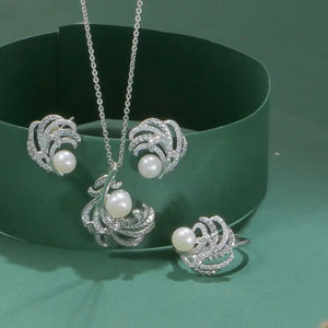6-7mm Freshwater Pearl Necklace Ring Earrings Set