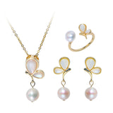 Freshwater Pearl Necklace, Ring & Earrings Set