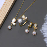 Freshwater Pearl Necklace, Ring & Earrings Set