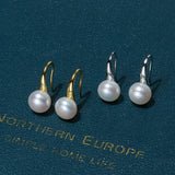 AAAA 8-8.5mm Freshwater Pearl S925 Earrings in Silver & Golden