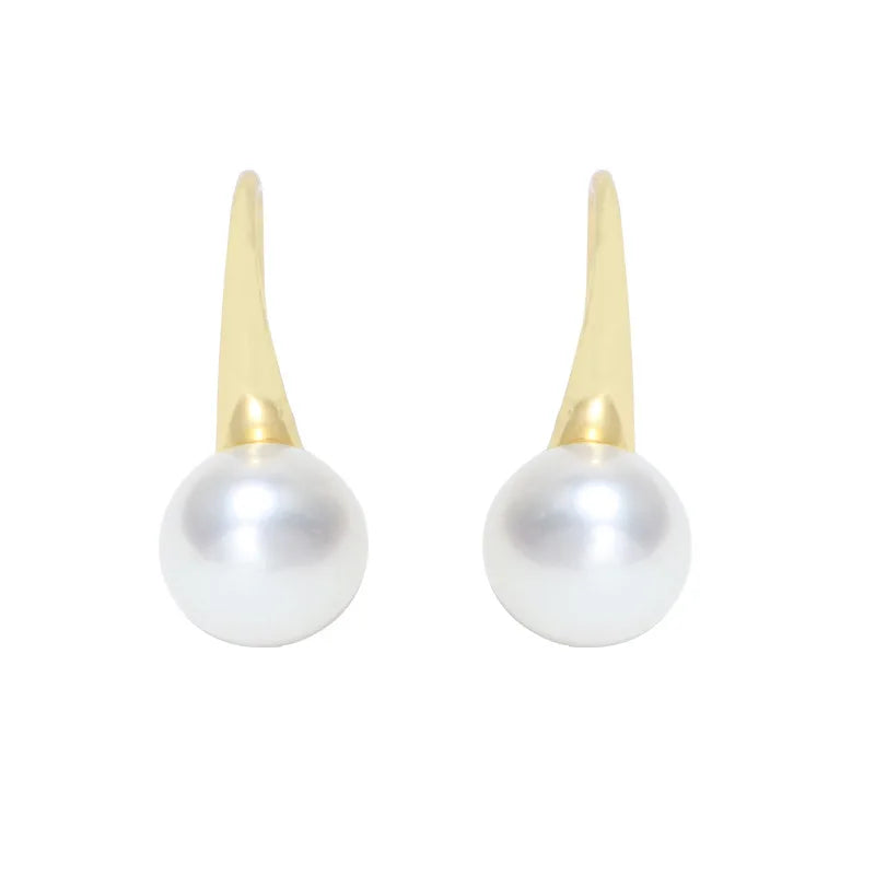 AAAA 8-8.5mm Freshwater Pearl S925 Earrings in Silver & Golden