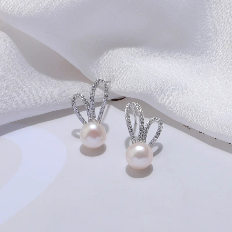 8-8.5mm Freshwater Pearl S925 Stud Silver Golden Earrings