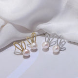 8-8.5mm Freshwater Pearl S925 Stud Silver Golden Earrings