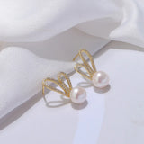 8-8.5mm Freshwater Pearl S925 Stud Silver Golden Earrings