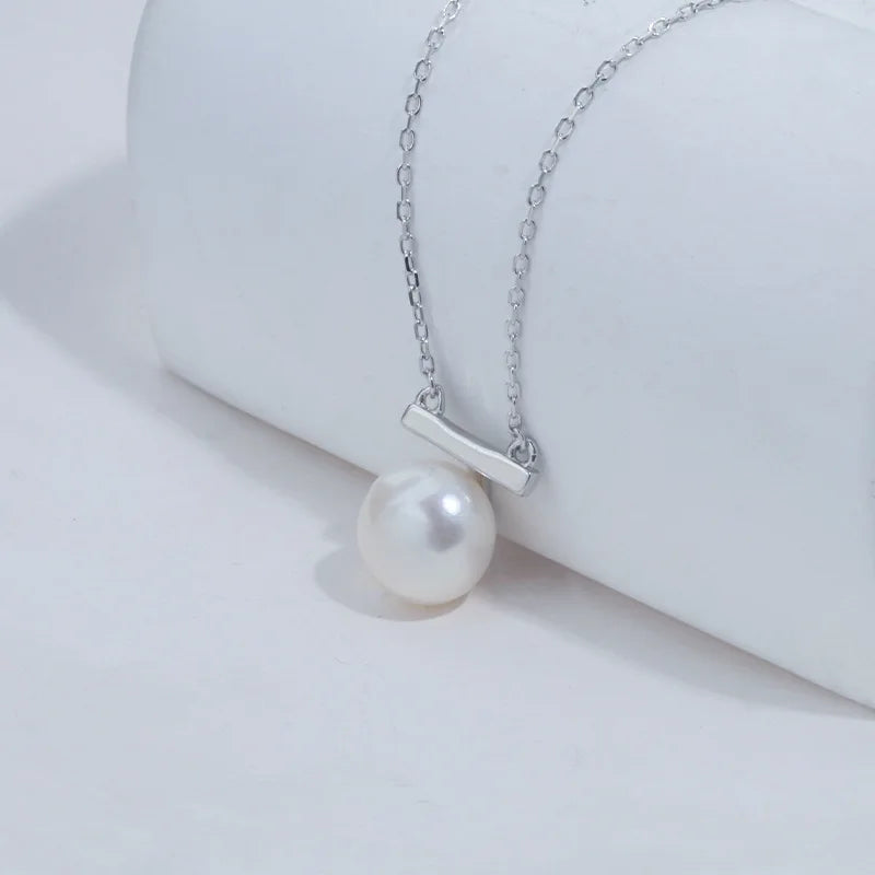 9-9.5mm Round Freshwater Pearl S925 Silver & Golden Necklace