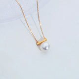 9-9.5mm Round Freshwater Pearl S925 Silver & Golden Necklace