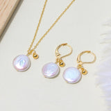 Baroque Coin Pearl Necklace & Stud Earrings Set