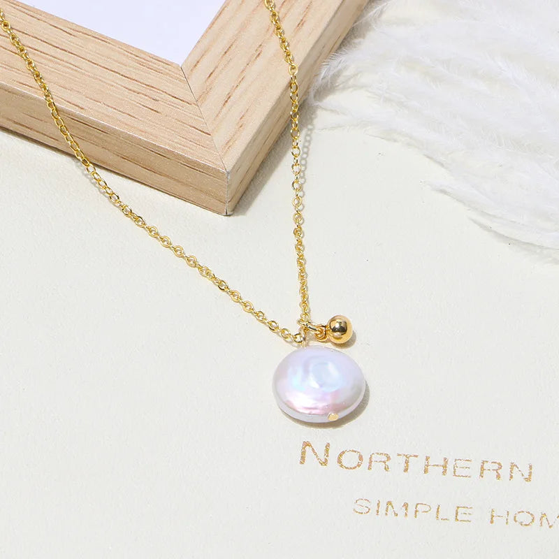 Baroque Coin Pearl Necklace & Stud Earrings Set