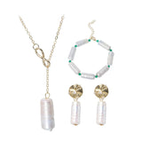 Baroque Freshwater Pearl Necklace Earrings Bracelet Set