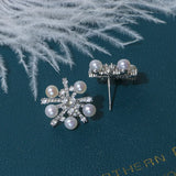 Freshwater Pearl Zircon Stud Earrings 14kgp S925