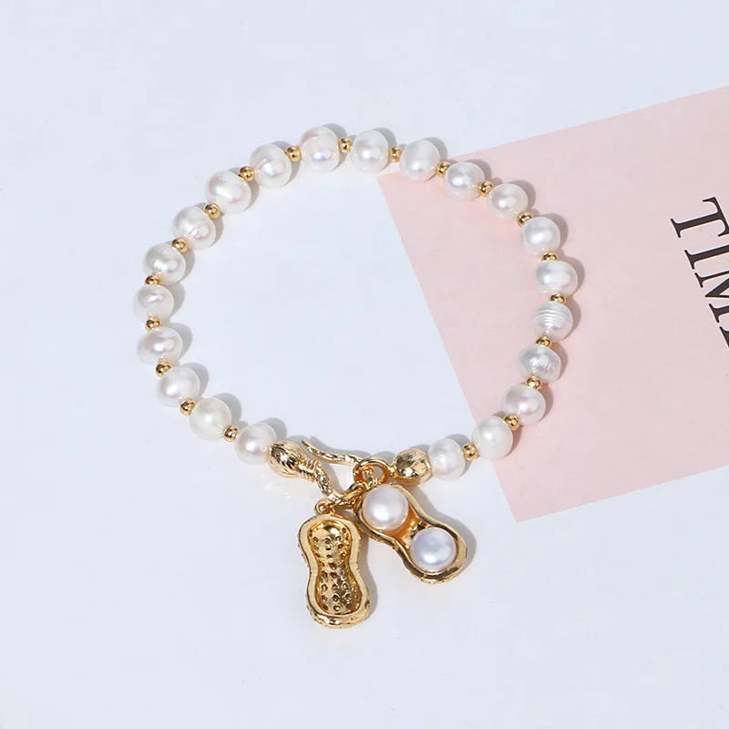 Baroque Freshwater Pearl Bracelet 14KGP Peanut Style