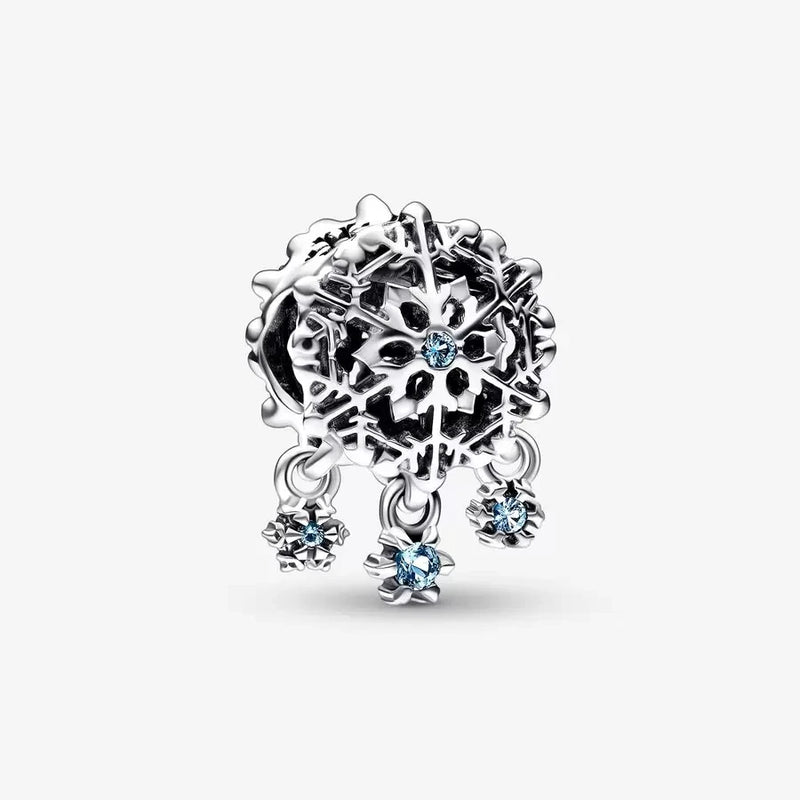 Icy Snowflake Drop Charm for Bracelet Bangle, Christmas Berloque