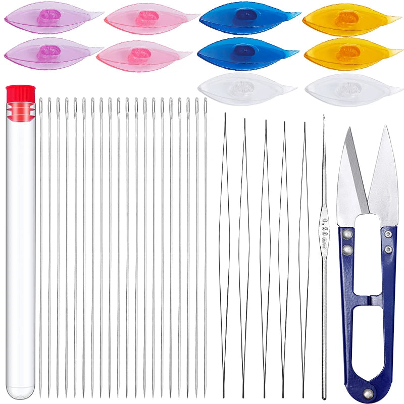 12 Pcs Tatting Shuttle Kit & Beaded Needle Sewing Accessories