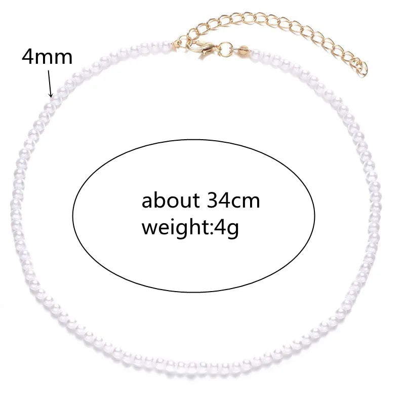 Irregular Pearl Chain Choker Necklace for Women