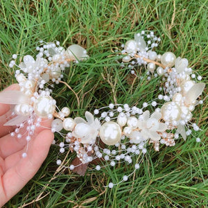 Pearl Hair Headdress Flower Wreath Wedding Headband