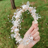 Pearl Hair Headdress Flower Wreath Wedding Headband