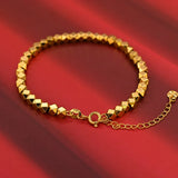 24k 999 Real Bracelet Women Retro Pure 18k Geometric Pattern Spring