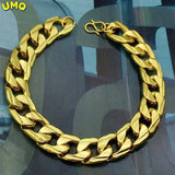 18k12mm Men's Gold-plated Thick Bracelet Jewelry