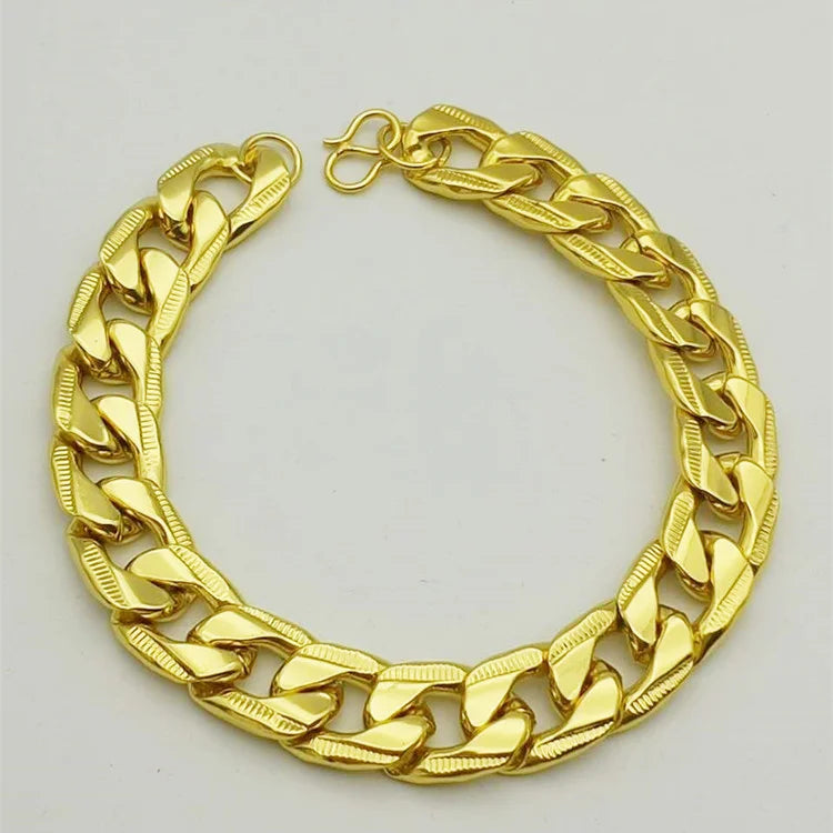18k12mm Men's Gold-plated Thick Bracelet Jewelry