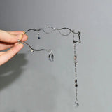 Crystal Tassel Pendant Necklace Adjustable Torques Silver