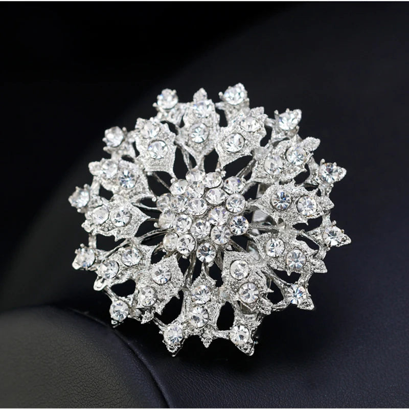 Vintage Gemstone Crystal Flowers Brooches Pins Large Wedding Bouquet