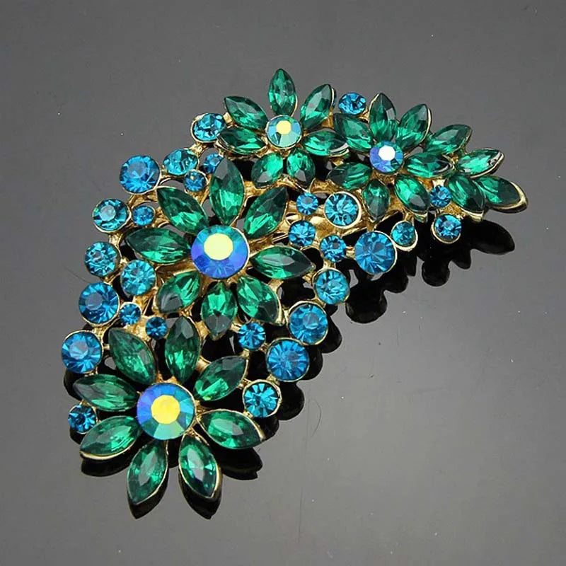 Vintage Gemstone Crystal Flowers Brooches Pins Large Wedding Bouquet