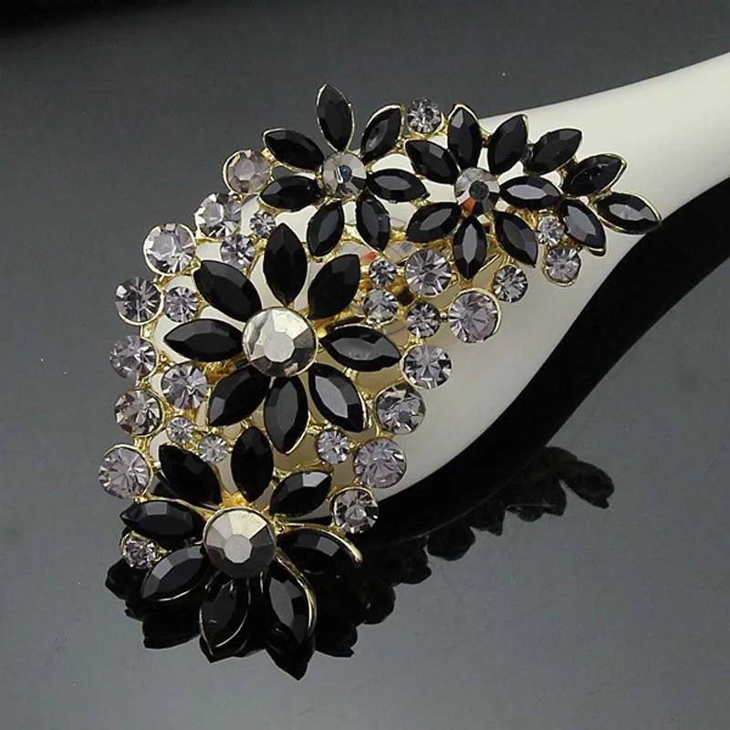 Vintage Gemstone Crystal Flowers Brooches Pins Large Wedding Bouquet