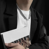 Grey Pearl Choker Necklace Man Stainless Steel Letter Personalized