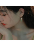 Hetian Jade Pearl Drop Earrings Chinese Hanfu Cosplay Ethnic Jewelry
