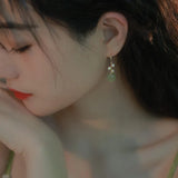 Hetian Jade Pearl Drop Earrings Chinese Hanfu Cosplay Ethnic Jewelry