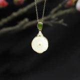 Hetian Jade Collarbone Necklace Pendant Peace Buckle Retro Birthday Gift