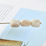Natural Stone Texture Rectangular Elliptical Bead Earrings