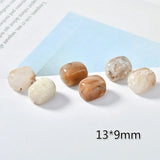 Natural Stone Texture Rectangular Elliptical Bead Earrings