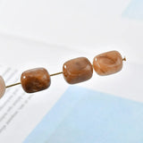 Natural Stone Texture Rectangular Elliptical Bead Earrings