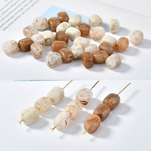 Natural Stone Texture Rectangular Elliptical Bead Earrings