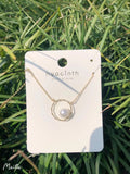 Oval Pearls Choker Round Necklace w/14K Brass Chain for Women Lady Party
