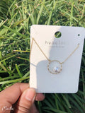 Oval Pearls Choker Round Necklace w/14K Brass Chain for Women Lady Party