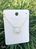 Oval Pearls Choker Round Necklace w/14K Brass Chain for Women Lady Party