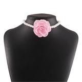 Pearl Bead Flower Choker Necklace Women's Jewelry Y2K Accessories