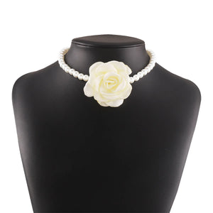 Pearl Bead Flower Choker Necklace Women's Jewelry Y2K Accessories