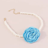 Pearl Bead Flower Choker Necklace Women's Jewelry Y2K Accessories
