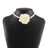Pearl Bead Flower Choker Necklace Women's Jewelry Y2K Accessories
