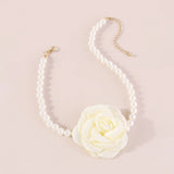 Pearl Bead Flower Choker Necklace Women's Jewelry Y2K Accessories